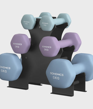 SONGMICS Dumbbell Set met Standaard - 2x1kg, 2x3kg, 2x5kg - Gecoat