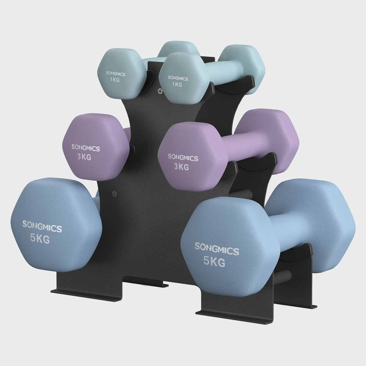 SONGMICS Dumbbell Set met Standaard - 2x1kg, 2x3kg, 2x5kg - Gecoat