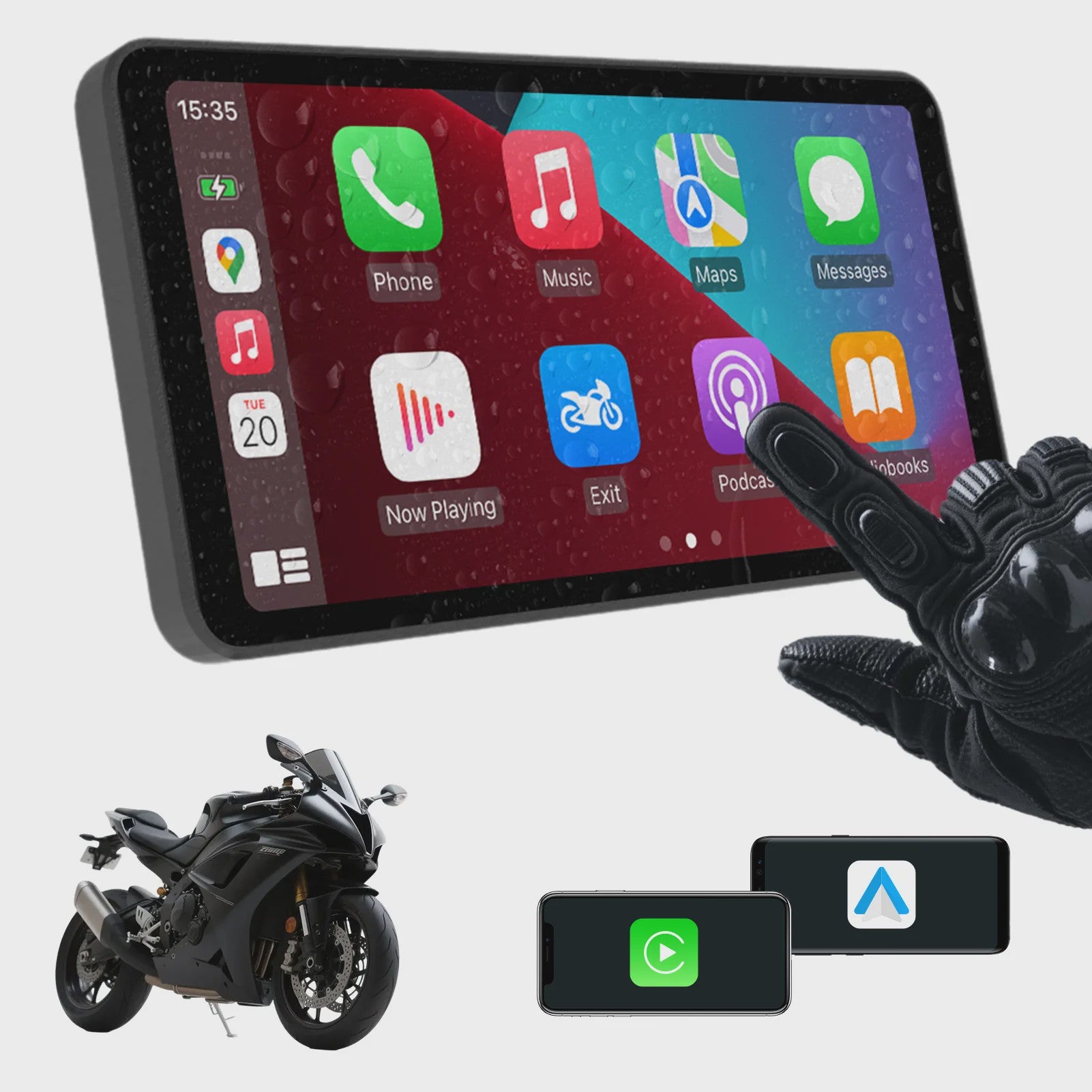 6-Inch Motorfiets Smart Display met Draadloze CarPlay & Android Auto