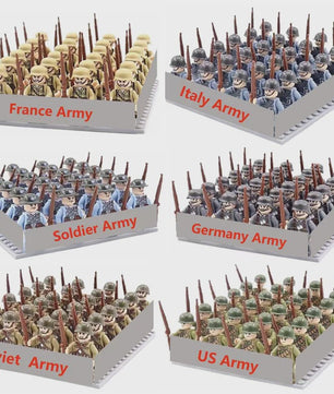 Bouwblokken Soldaten Set: Tweede Wereldoorlog Leger Figuren & Wapens - Kinder Speelgoed