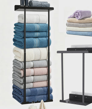 Verstelbaar Zwart Handdoekrek met Boven- en Onderplank - Ideaal voor Badkamer, Camper, Woonkamer & Sauna