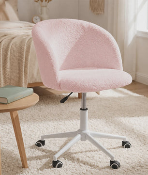 Stijlvolle Bureaustoel & Make-up Stoel met Schuimvulling en Verstelbare Hoogte - Roze, Wit of Grijs
