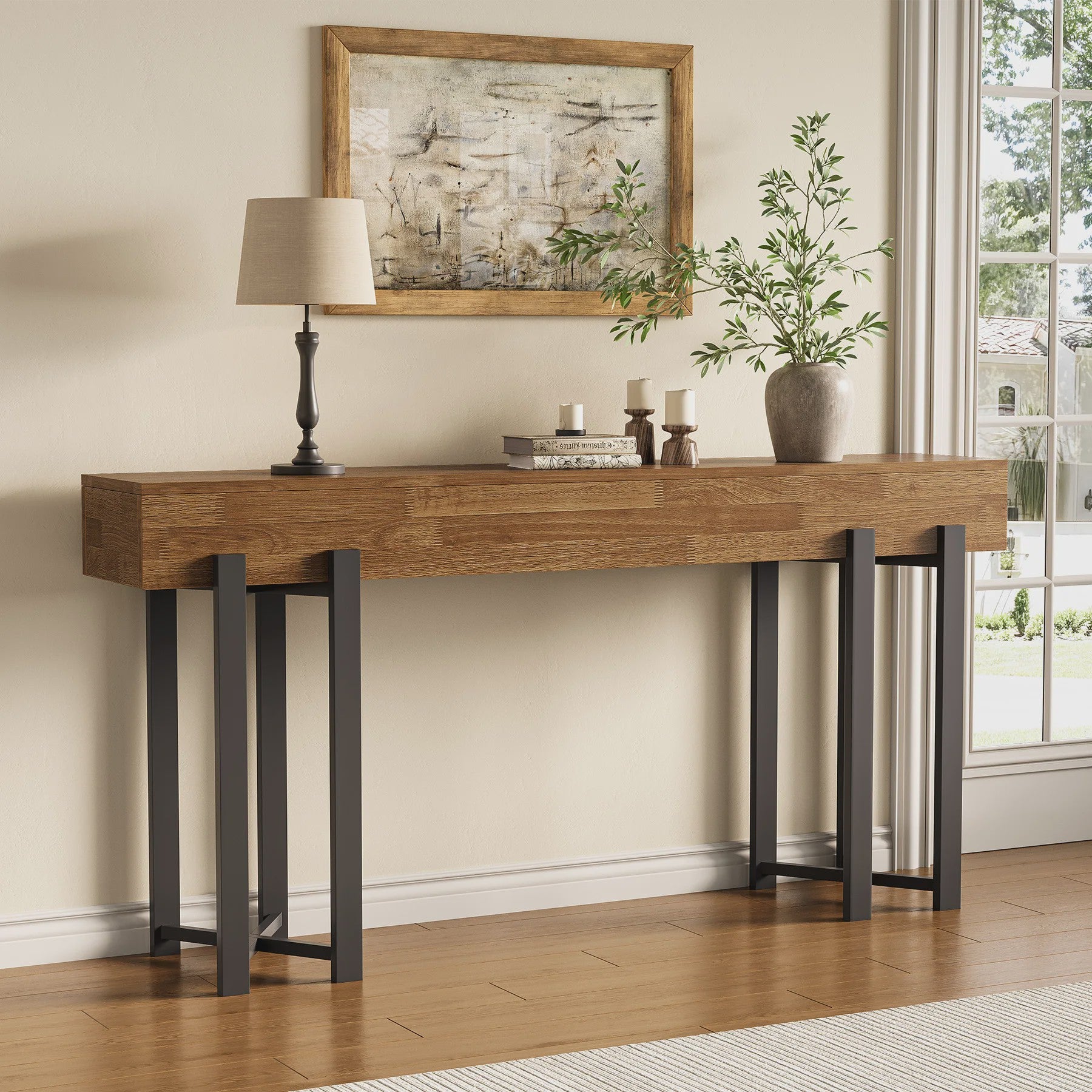 Stijlvolle Eiken Console Tafel (63 inch) - Perfect voor Hal, Woonkamer of Achter de Bank