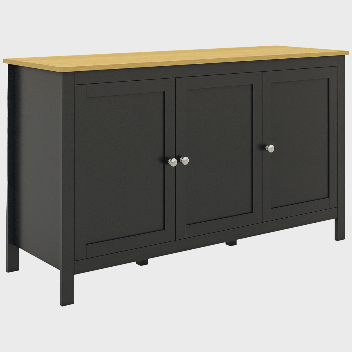 Zwarte Buffetkast met 3 Deuren en Verstelbare Legplanken - 120x40x70 cm