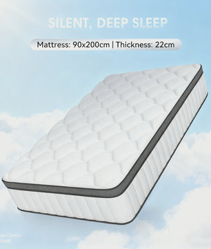 AUTHMIC Pocketvering Matras - 7-Zone Adaptieve Ondersteuning, 25cm Dik, Ademend & Huidvriendelijk, Medium Stevig