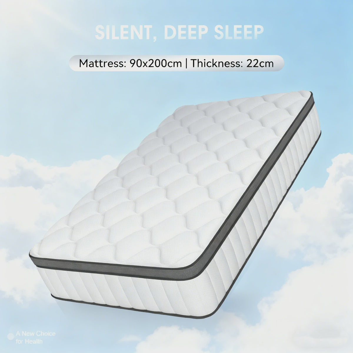 AUTHMIC Pocketvering Matras - 7-Zone Adaptieve Ondersteuning, 25cm Dik, Ademend & Huidvriendelijk, Medium Stevig