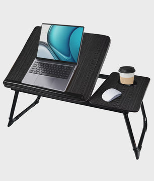 Multifunctionele Opklapbare Laptoptafel met Bekerhouder - Verstelbaar & Draagbaar Hout