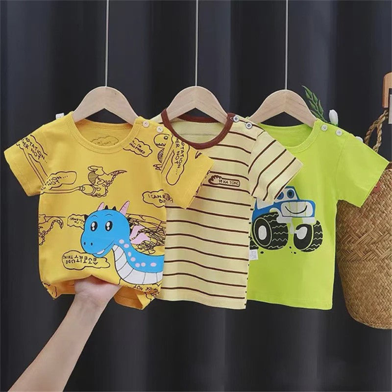 Zomer T-shirt Kinderen Katoen met Vrolijke Cartoon Print - 0-4 Jaar