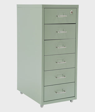 Stalen Archiefkast met Wielen en Slot - 5 Lades - 28x41x69cm