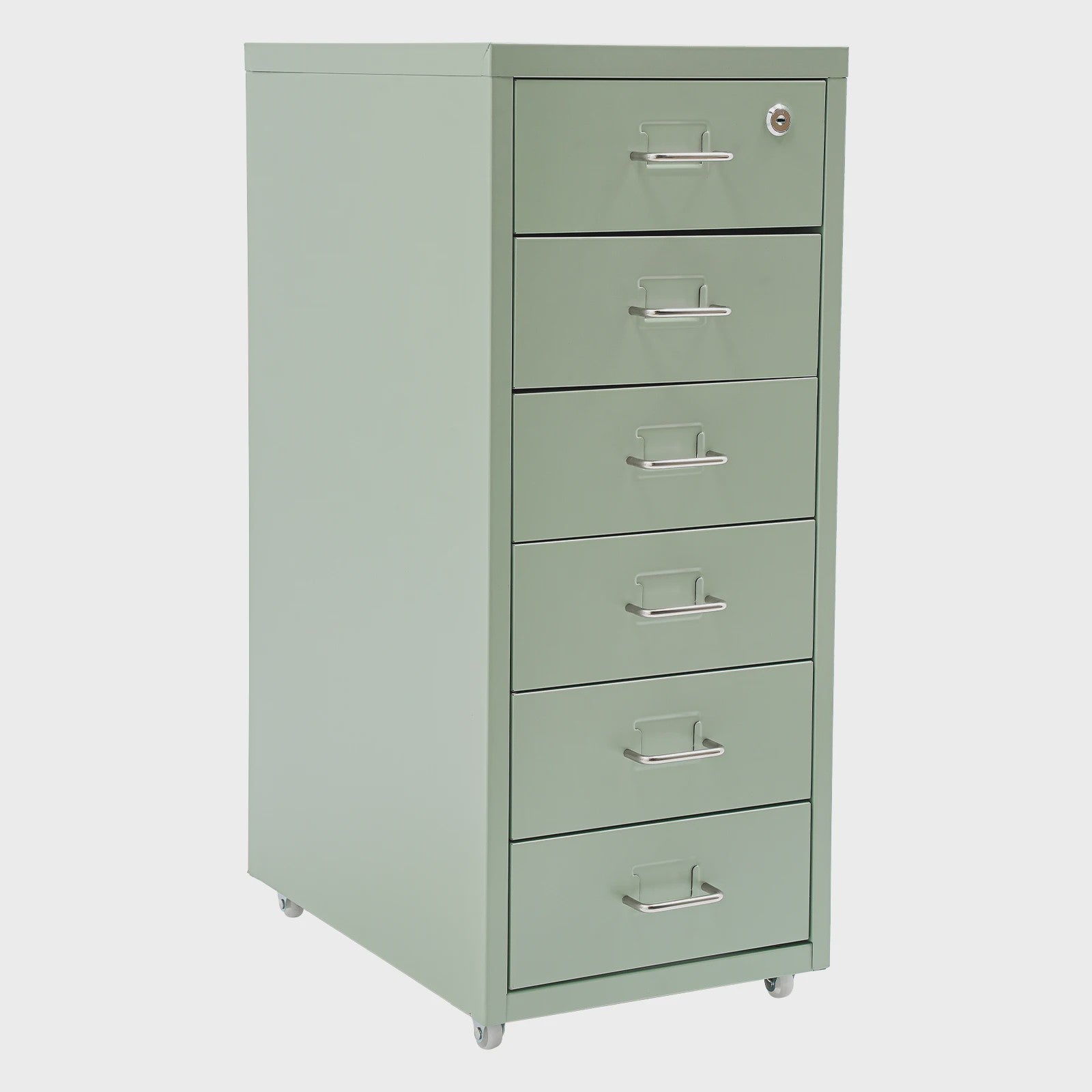 Stalen Archiefkast met Wielen en Slot - 5 Lades - 28x41x69cm