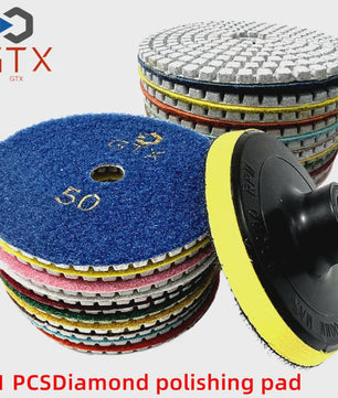 11-delige Diamant Polijstschijven Kit 100mm - Nat/Droog Gebruik voor Steen, Beton & Marmer