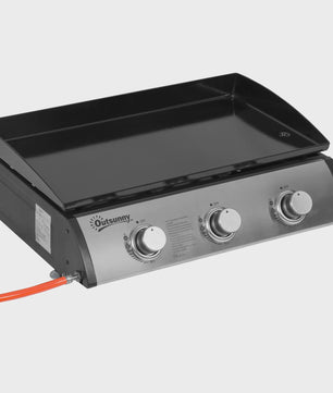 Gas Grill Plancha met 3 Branders - RVS - Non-stick - Zilver - 63x48x21 cm