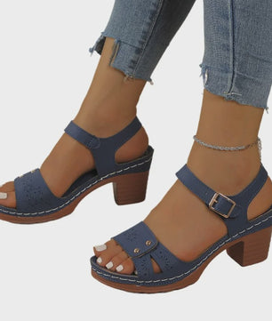 Dames Sandalen met Blokhak en Verstelbare Band - Comfortabele Zomer Schoenen