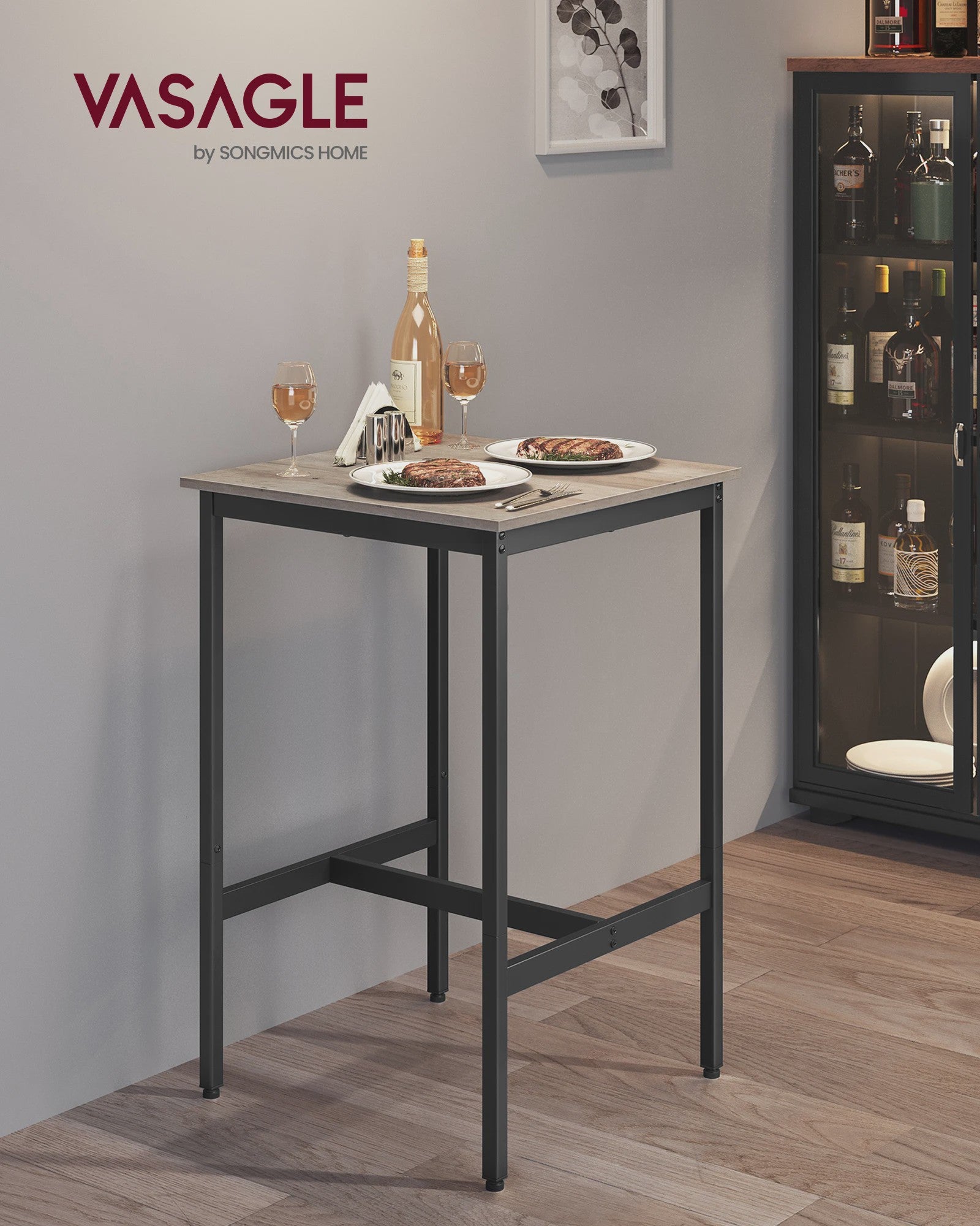VASAGLE Bartafel Keukentafel Hoog 60x60x92 cm Industrieel Design