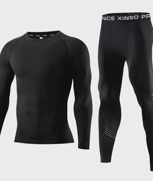 Heren Compressie Sportkleding Set - Long Sleeve Top & Broek voor Fitness, Hardlopen, Yoga