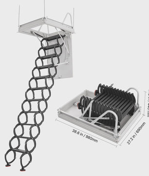 Zoldertrap Inklapbaar - 299 kg Draagkracht - 2.6 - 2.85 m Hoogte - Met Trekstang