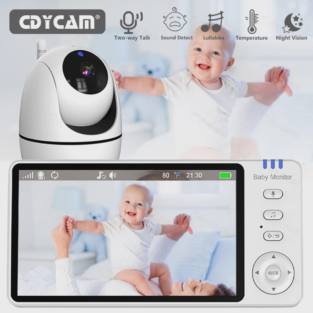 5 Inch Video Babyfoon met PTZ Camera, Nachtzicht, Temperatuursensor en Lullabies