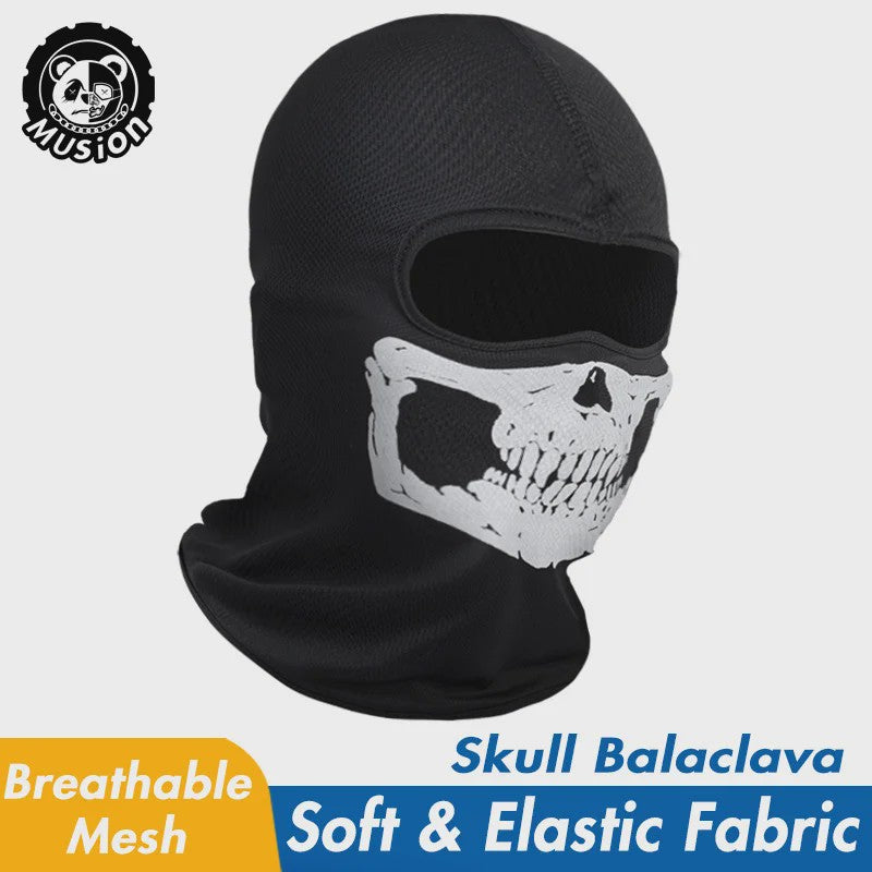 Ademende Skull Balaclava Muts - Full Face Motorfiets Masker met Mesh