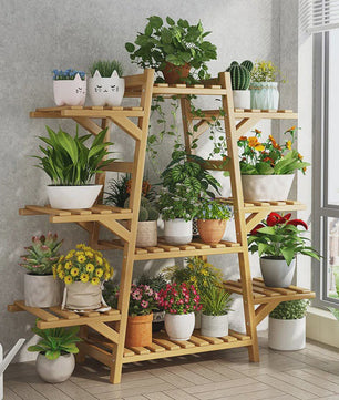 Houten Bloemenstandaard Multi-laags Balkon Plantenrek Woonkamer
