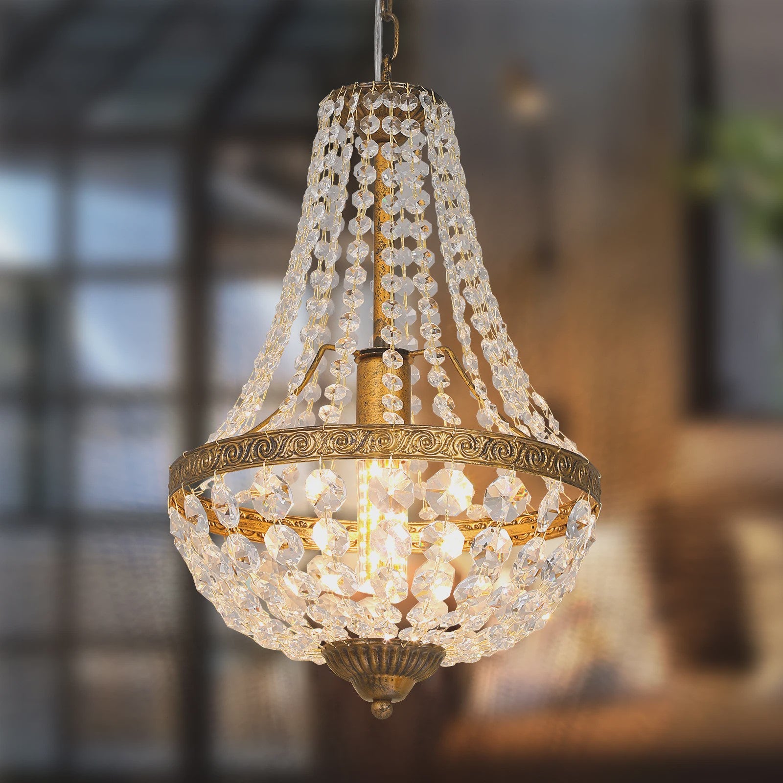 Luxe Kristallen Kroonluchter Hanglamp - Retro Design voor Woonkamer & Eetkamer