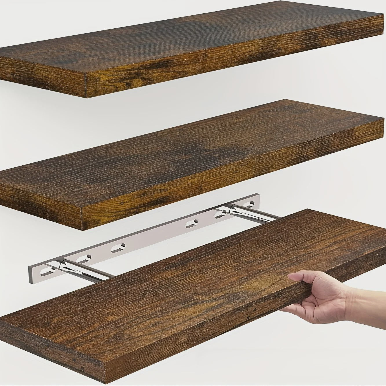 Zwevende Wandplank Massief Hout - Strak Design, Ruimtebesparend & Decoratief