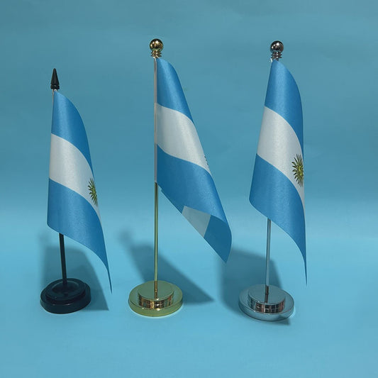 Argentijnse Bureauvlag 14x21cm - Nationaal Banier voor Bureau Decoratie