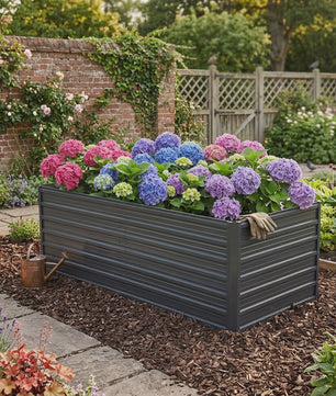Verhoogd Zwart Metalen Plantenbak 190x90x64cm - Duurzaam & Roestvrij