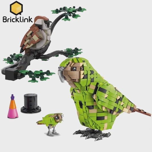 Bouwset Kakapo Papegaai en Vogel - Decoratieve Bouwstenen voor Kinderen en Fans