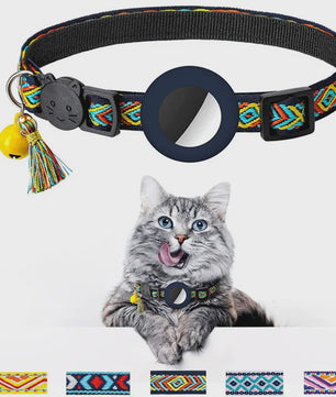 Verstelbare Halsband voor Katten en Puppy's met Airtag Houder en Belletje