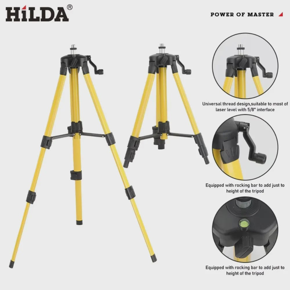 HILDA Aluminium Laser Statief - 1.2m Verstelbaar Hoogte Statief met 5/8" Schroefdraad