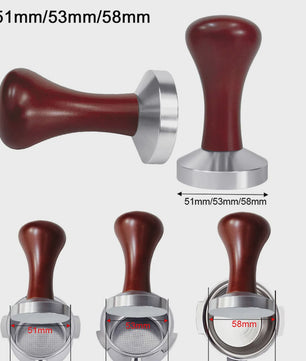 Professionele Espresso Tamper met Houten Handvat - 51mm, 53mm, 58mm - Barista Kwaliteit