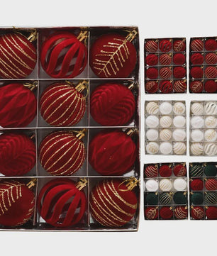 Kerstballen 6cm - Set van 12/16 Stuks - Wijnrood & Goud - Fluweelzacht & Feestelijk