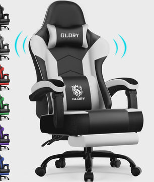 Ergonomische Gaming Stoel met Verstelbare Rugleuning, Lendensteun en Voetensteun - Max 150kg