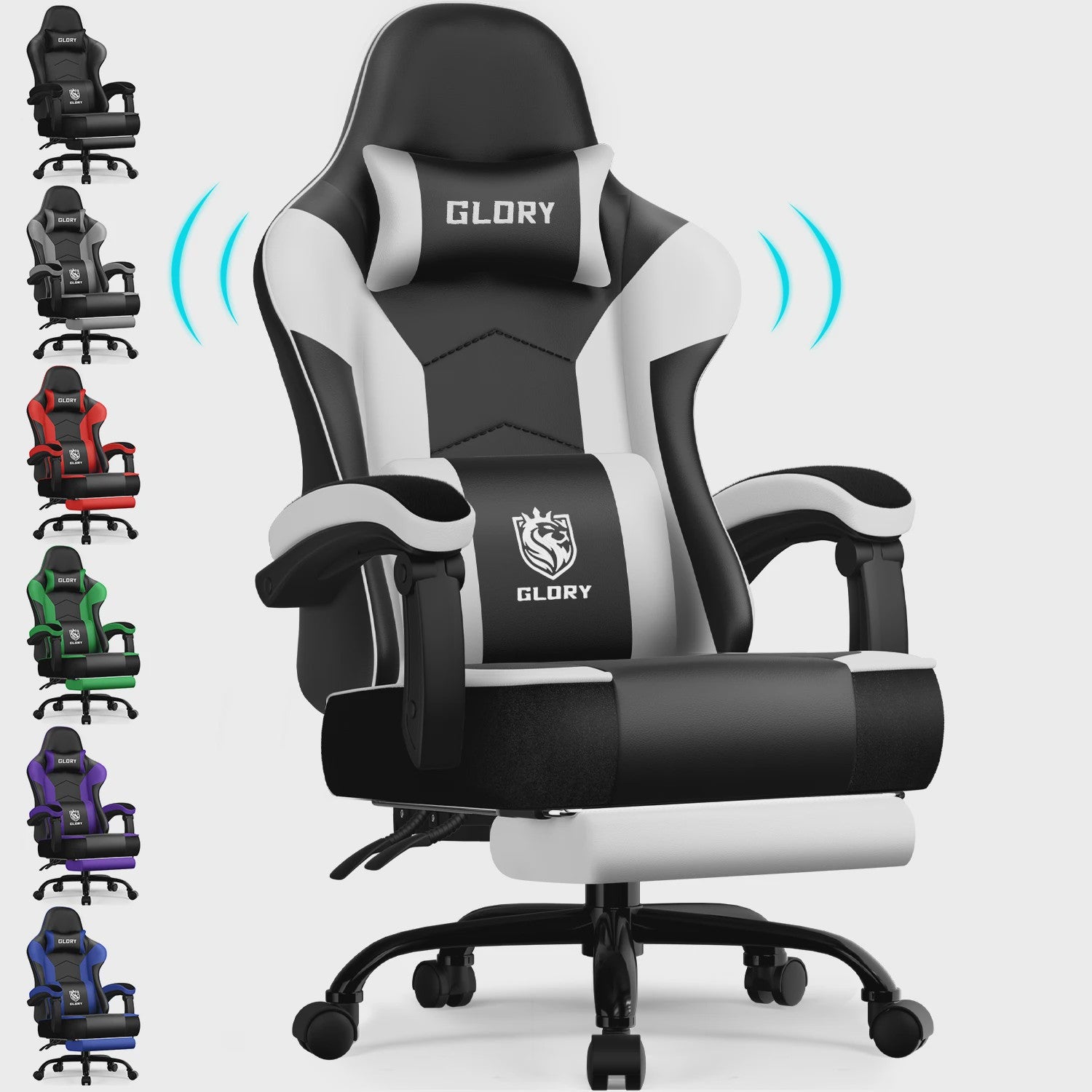 Ergonomische Gaming Stoel met Verstelbare Rugleuning, Lendensteun en Voetensteun - Max 150kg