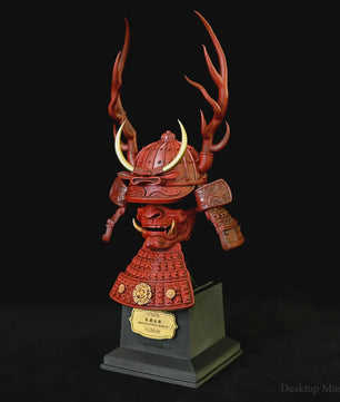 Japanse Samurai Helm Ornament met Draak & Hertengewei - Decoratief Huisdecoratie
