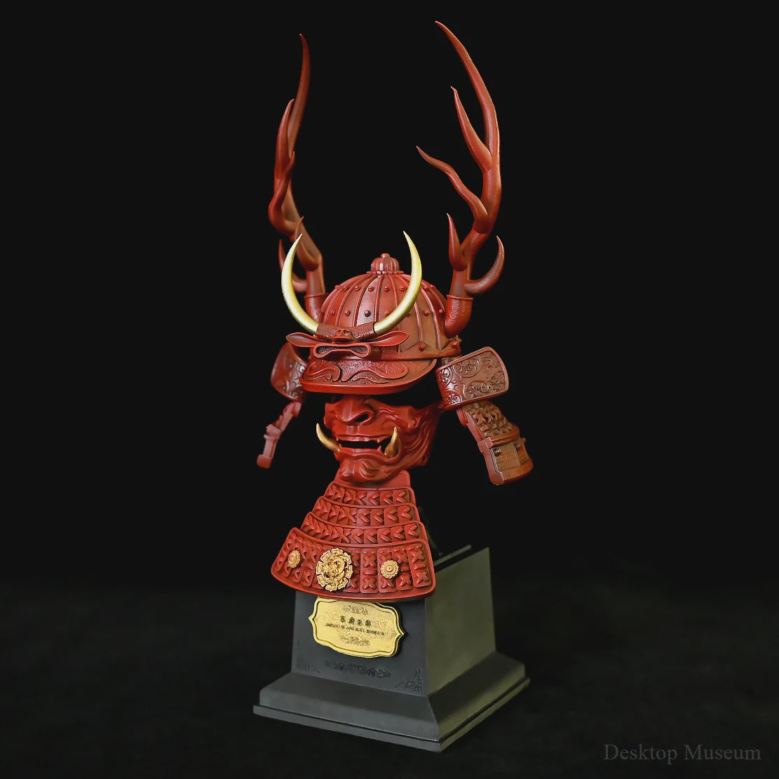 Japanse Samurai Helm Ornament met Draak & Hertengewei - Decoratief Huisdecoratie