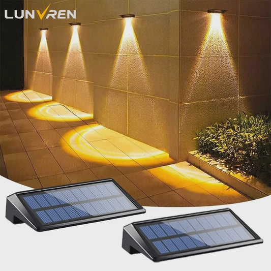 2x Solar Wandlampen 4 LED - Waterdicht Buitenlicht voor Hek, Tuin & Pad
