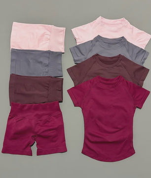 Seamless Sportset Dames: Yoga Top met Korte Mouw & Fitness Shorts