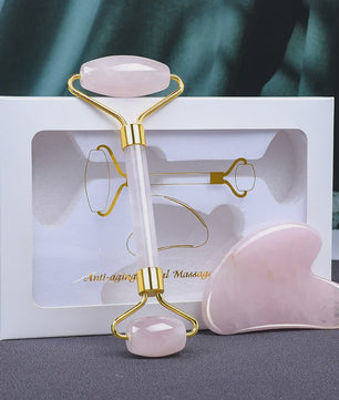 Natuurlijke Jade Roller & Gua Sha Steen Set - Gezichts-, Lichaams- en Nekmassage