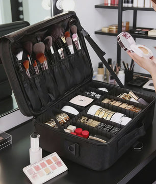 Grote Make-up Tas met Verstelbare Vakken - Multifunctionele Reis Organizer