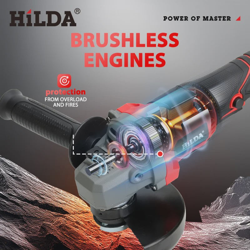HILDA 125mm Accu Haakse Slijper - Krachtig en Snoerloos Polijsten