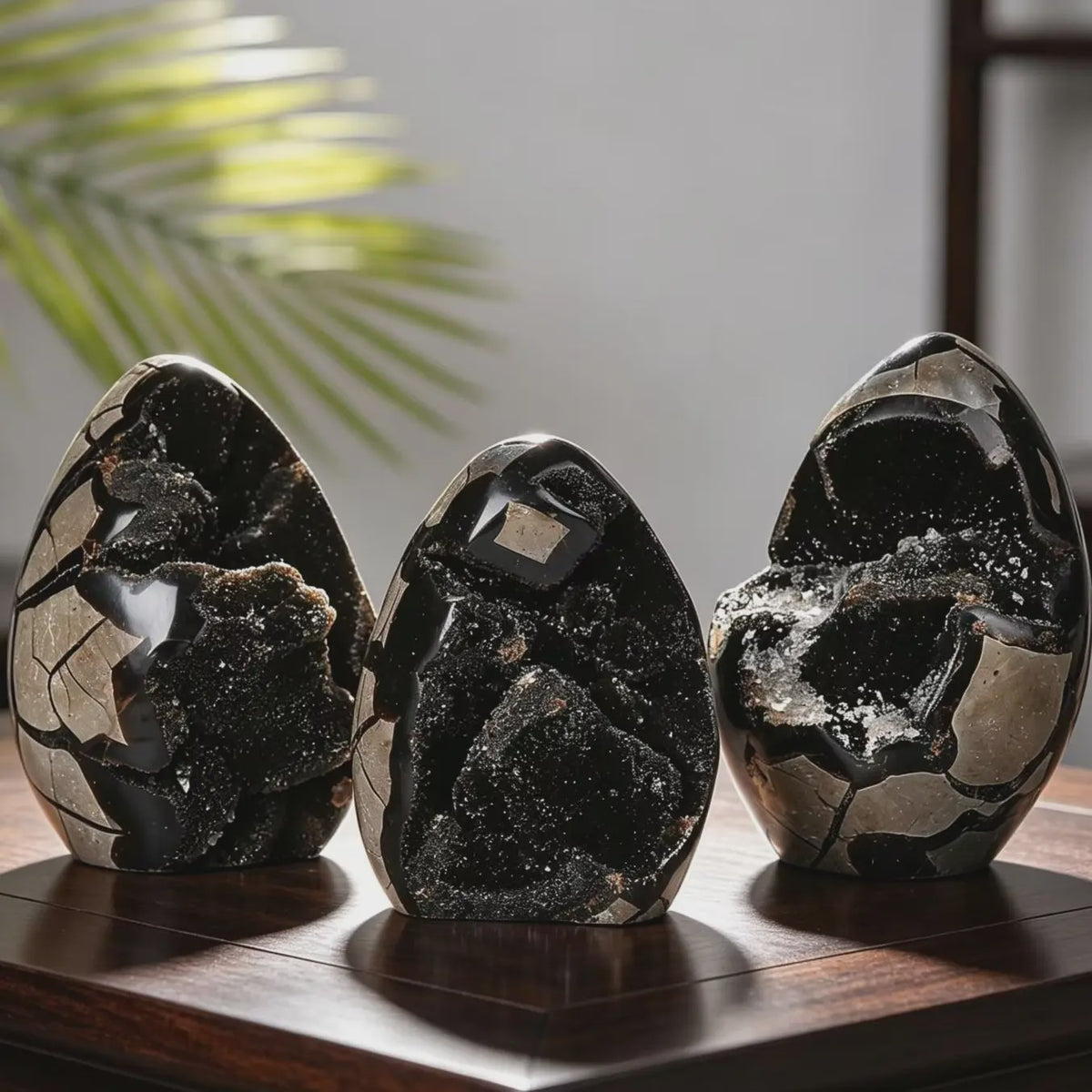Septarian Draken Ei Kristal Geode - Zwart Kwarts voor Spirituele Heling & Decoratie