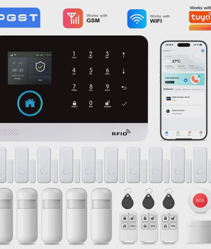 Slim Beveiligingssysteem voor Thuis: WIFI/GSM Alarm met Deur- en Bewegingssensoren, Tuya & Alexa Compatibel