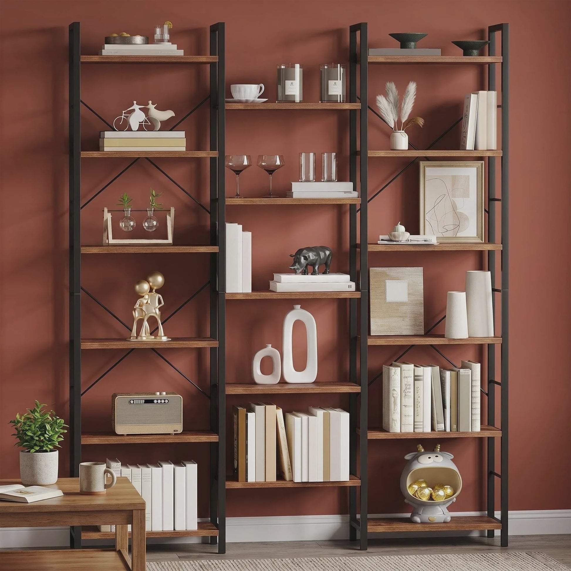 Stellingkast met 17 Vakken en Verstelbare Planken - Metaal Frame Boekenkast