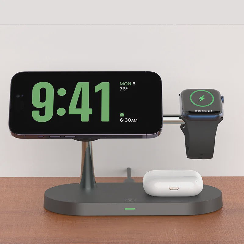 3-in-1 Draadloze Oplaadstandaard voor iPhone, Apple Watch & AirPods - Snel & Netjes