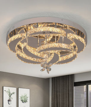 Luxe Kristallen Plafondlamp - Modern LED Verlichting met Dimbare Helderheid en Kleurtemperatuur voor Woonkamer en Eetkamer