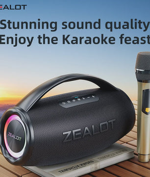 Zealot S97 Karaoke Speaker met 2 Draadloze Microfoons - Draagbaar Bluetooth Geluidssysteem