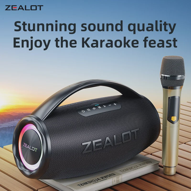 Zealot S97 Karaoke Speaker met 2 Draadloze Microfoons - Draagbaar Bluetooth Geluidssysteem