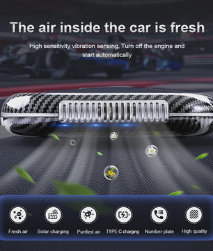Zonne-energie Auto Luchtzuiveraar met Sensor voor Frisse Lucht