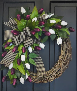 Luxe Tulpen Krans - Voorjaar & Feest Decoratie - Deurhanger